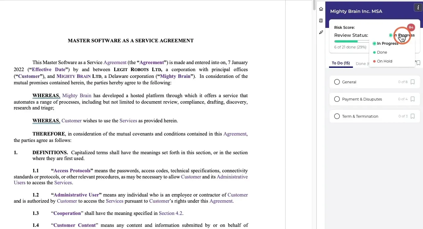 Contract Review Status