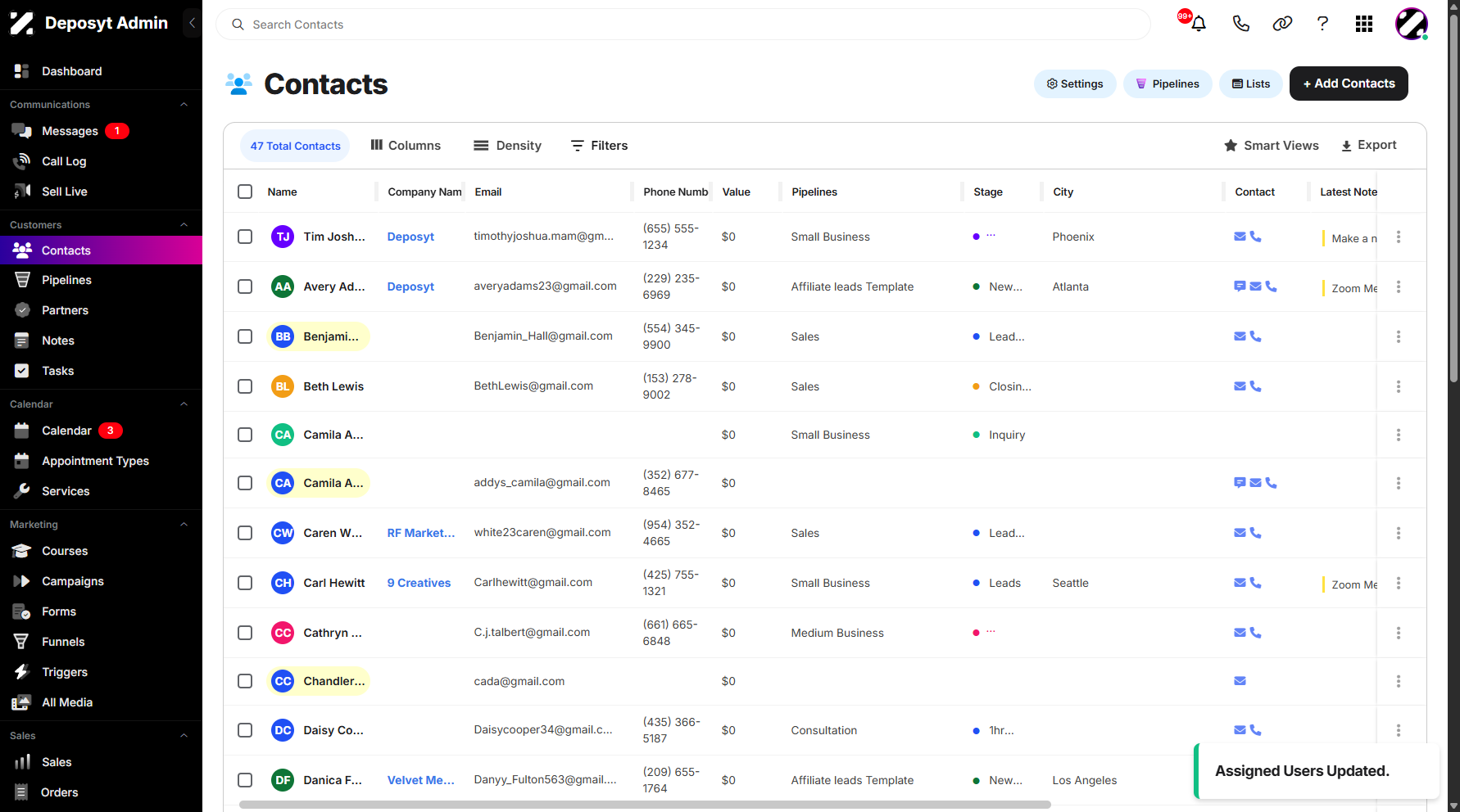 Step 10: This feature allows you to assign the selected contacts to multiple team members at once, enhancing collaboration and making workload distribution more efficient.
