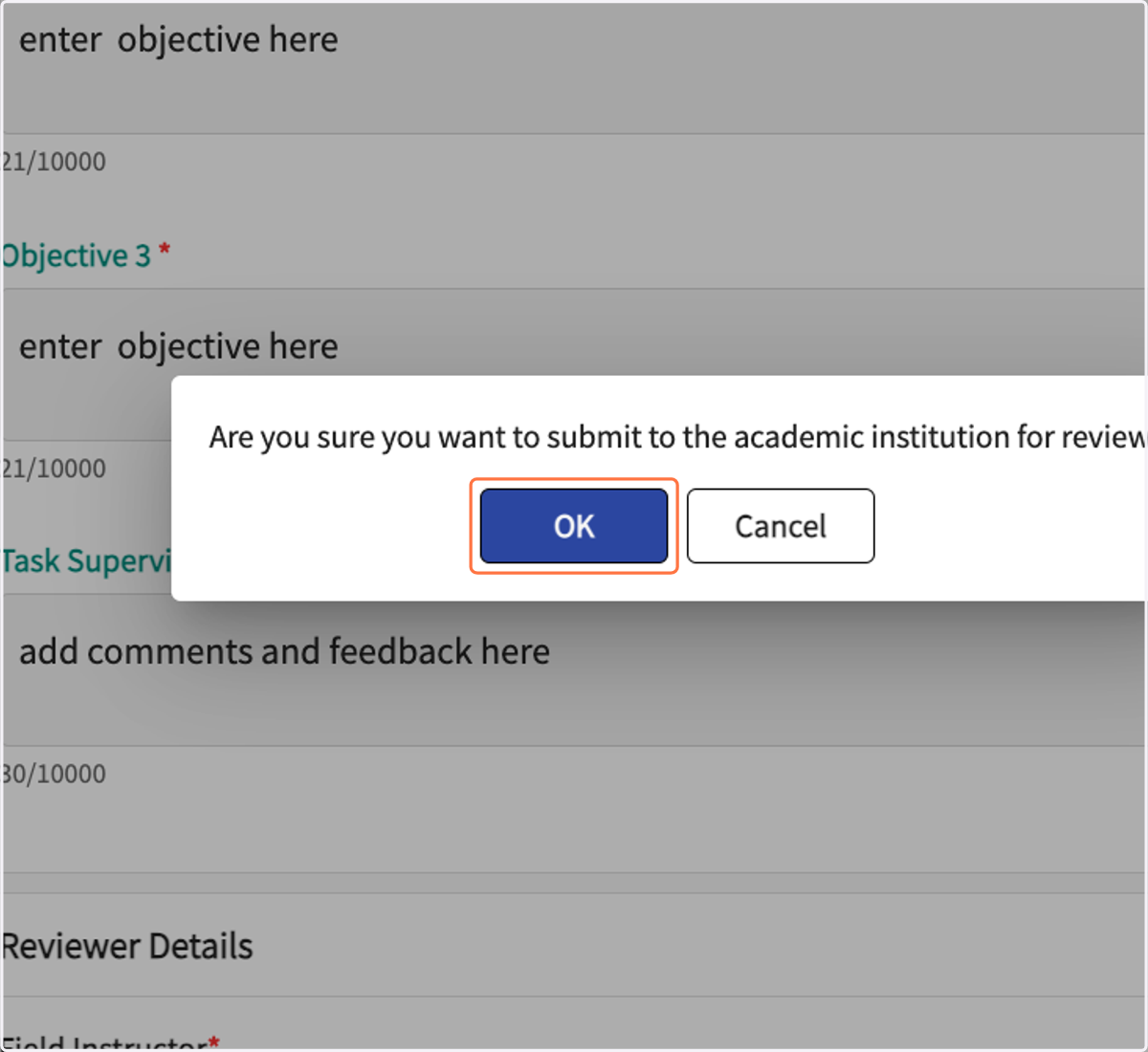 Click on OK in the pop-up.