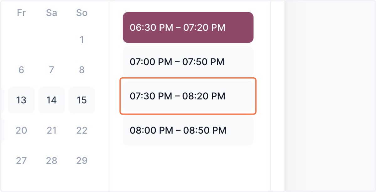 Choose an Available Time Slot