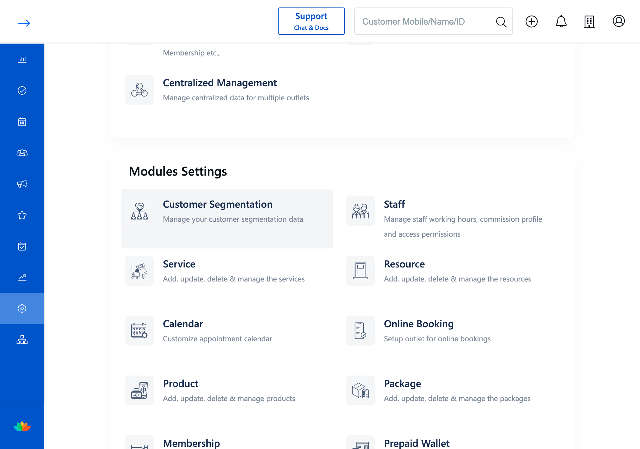 Navigate to Module Settings and click on Customer Segmentation.