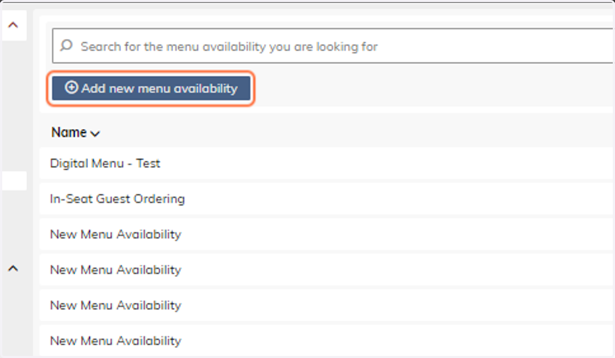 Click on Add new menu availability