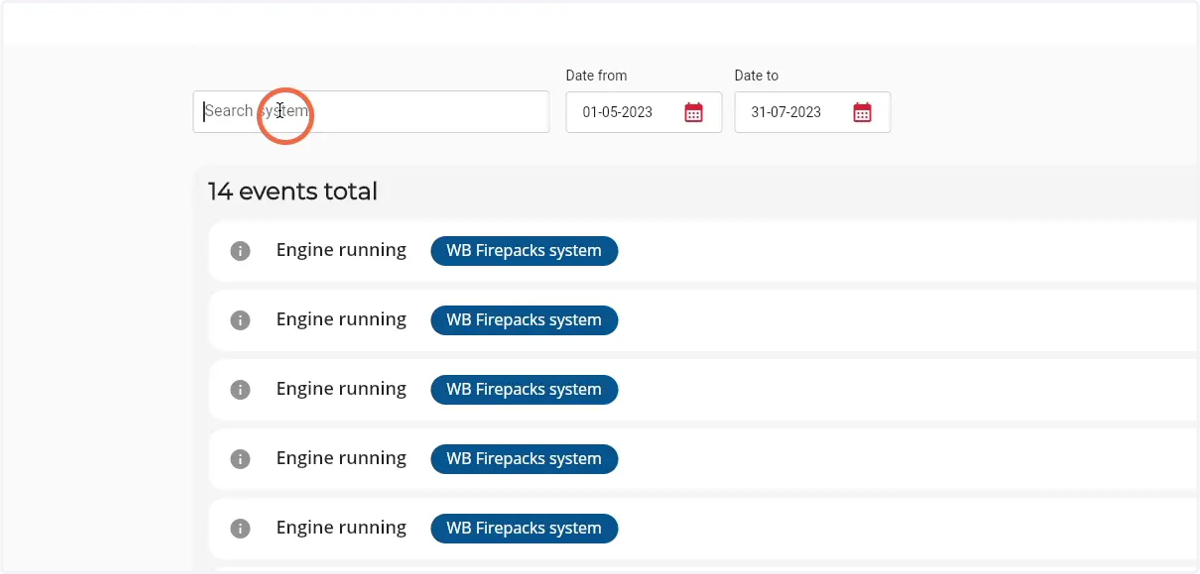 Click on the search field to search for a specific Firepack