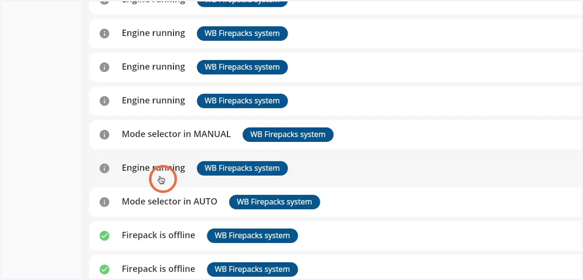 Click on a event to go to the Firepack detail page
