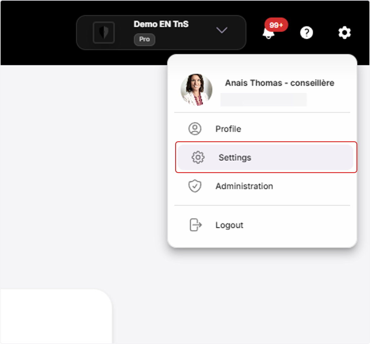Click on Settings