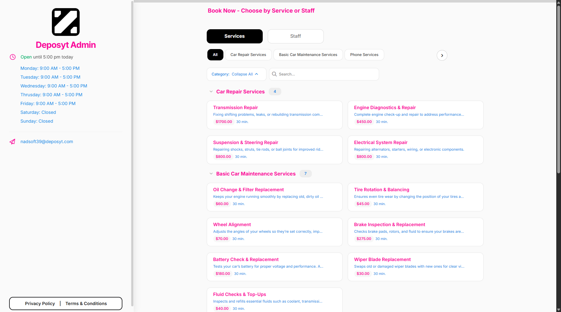 Step 7: You will then be navigated to a new page. From here, you can view all the available service.