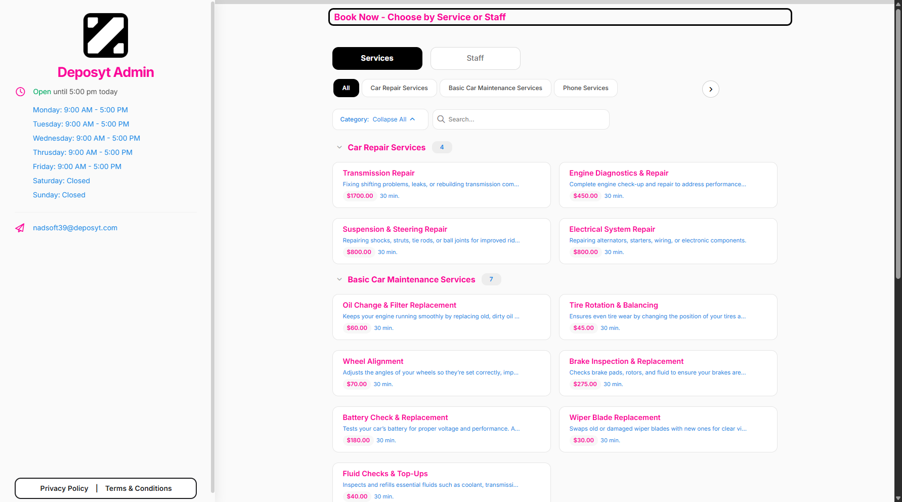 Step 7: You will then be navigated to a new page. From here, you can view all the available service.