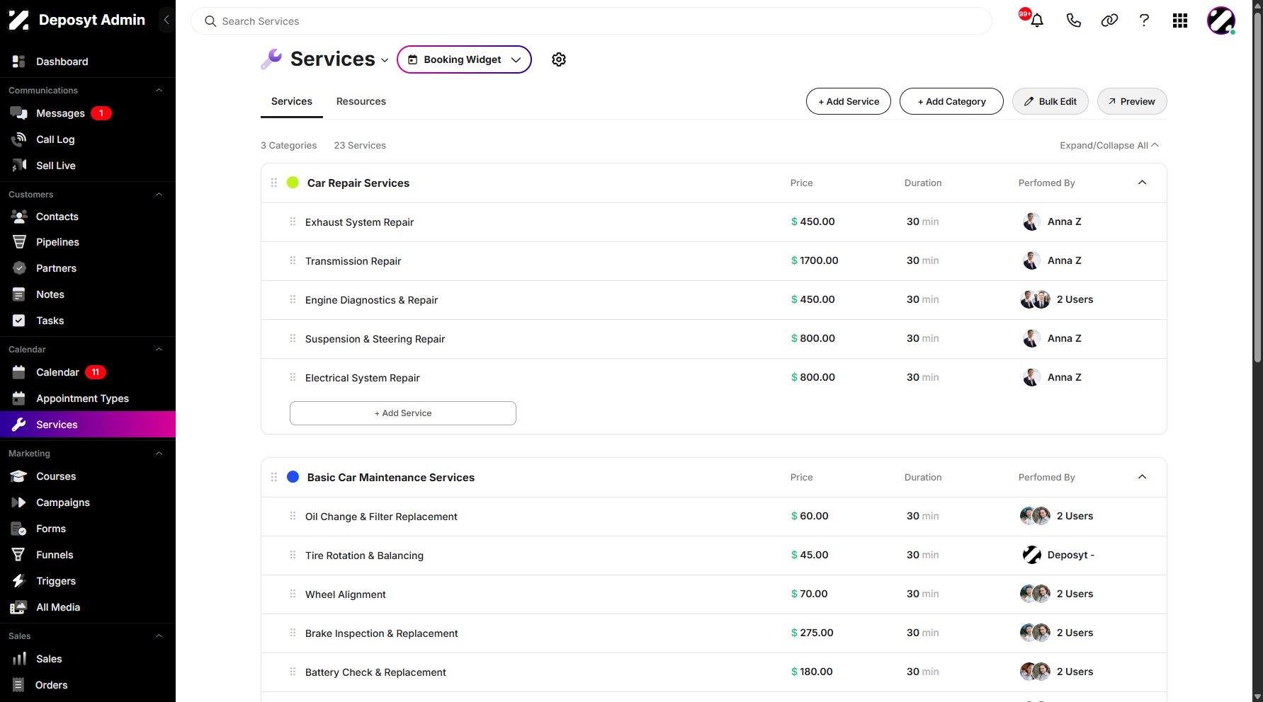 Step 3: To view your Services Booking Widget, click Preview.