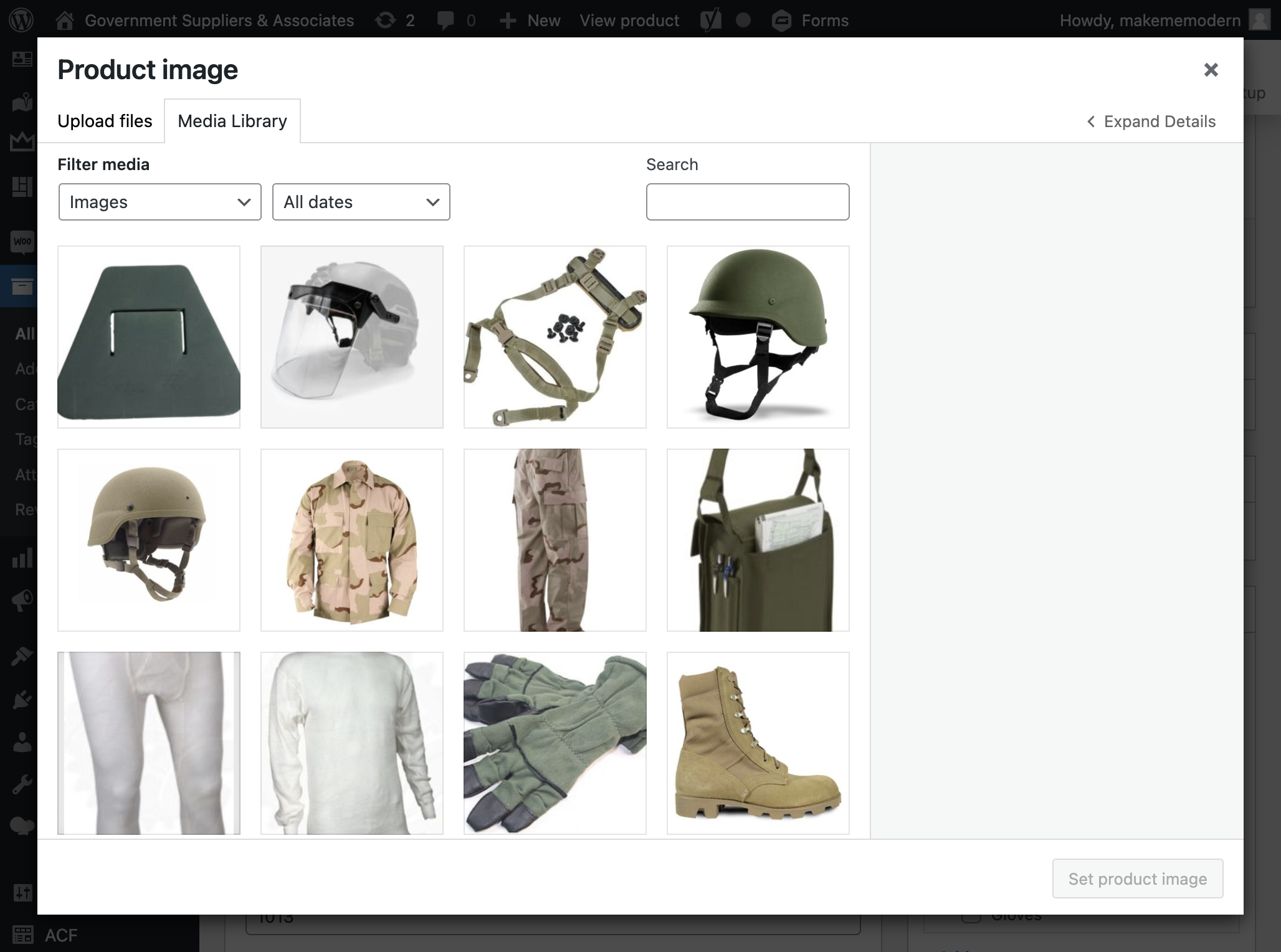 Choose the new product image that you would of uploaded earlier in this tutorial.