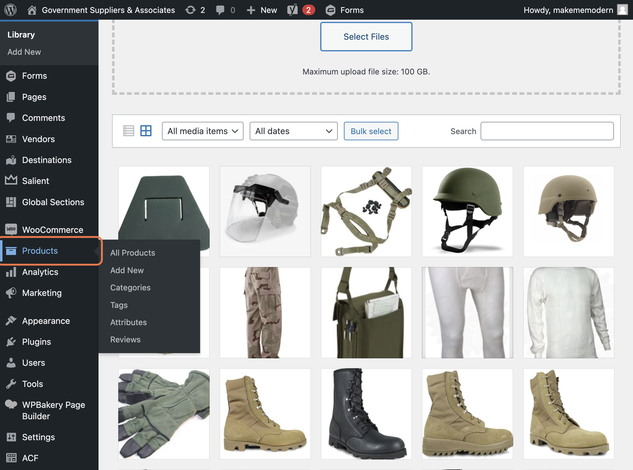 Click on Products in the left sidebar.
