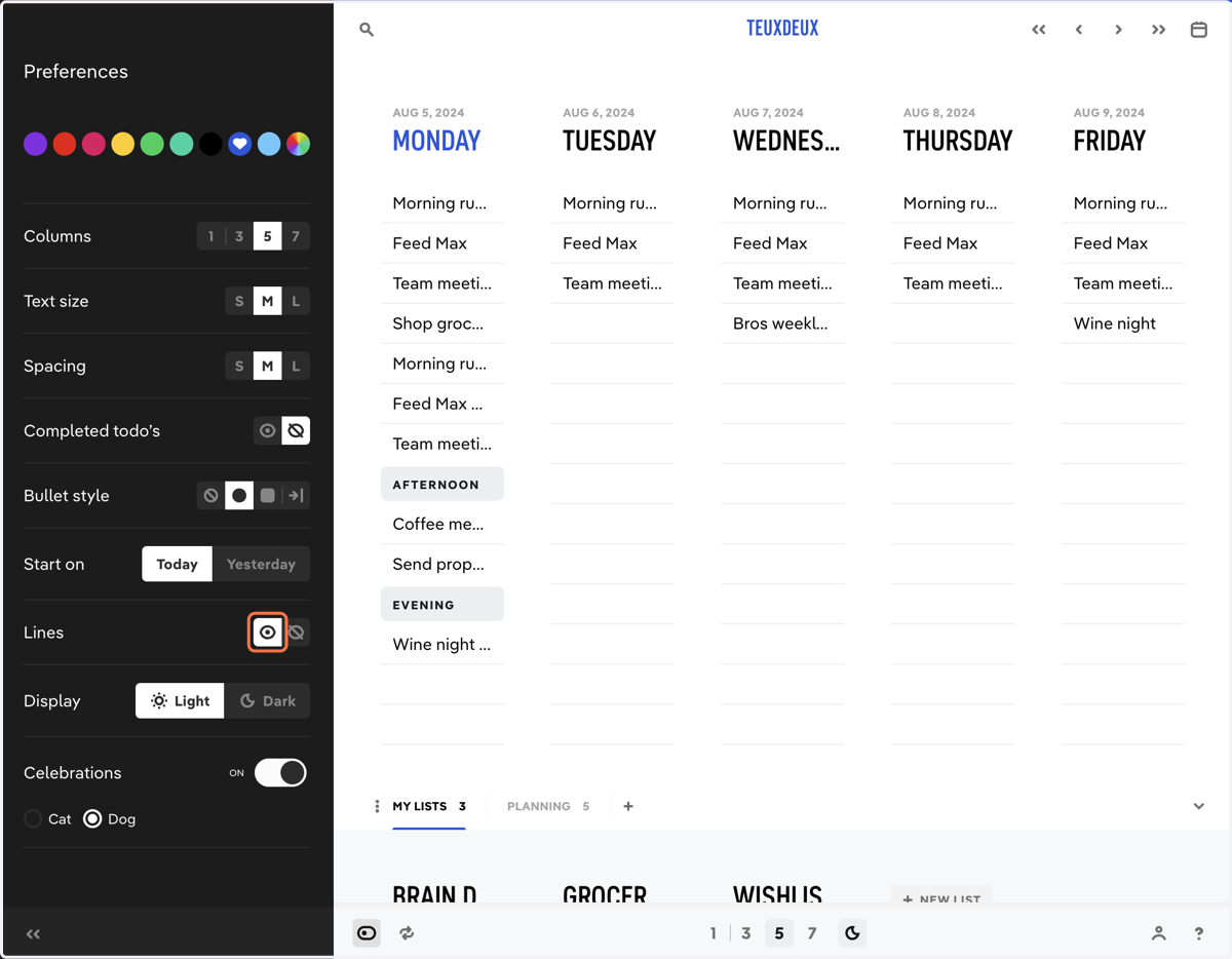 Show or hide empty lines at the end of your lists.