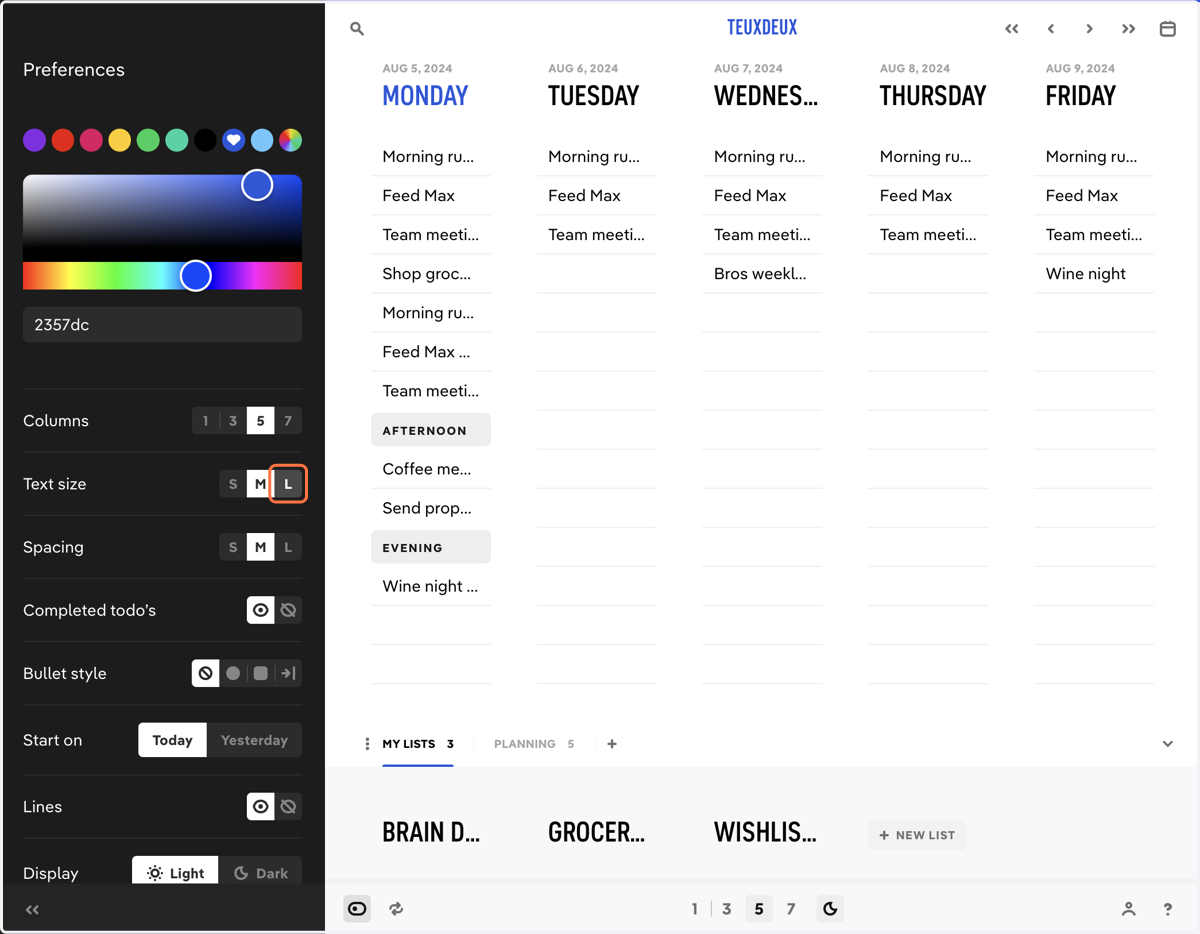 Choose a text size.