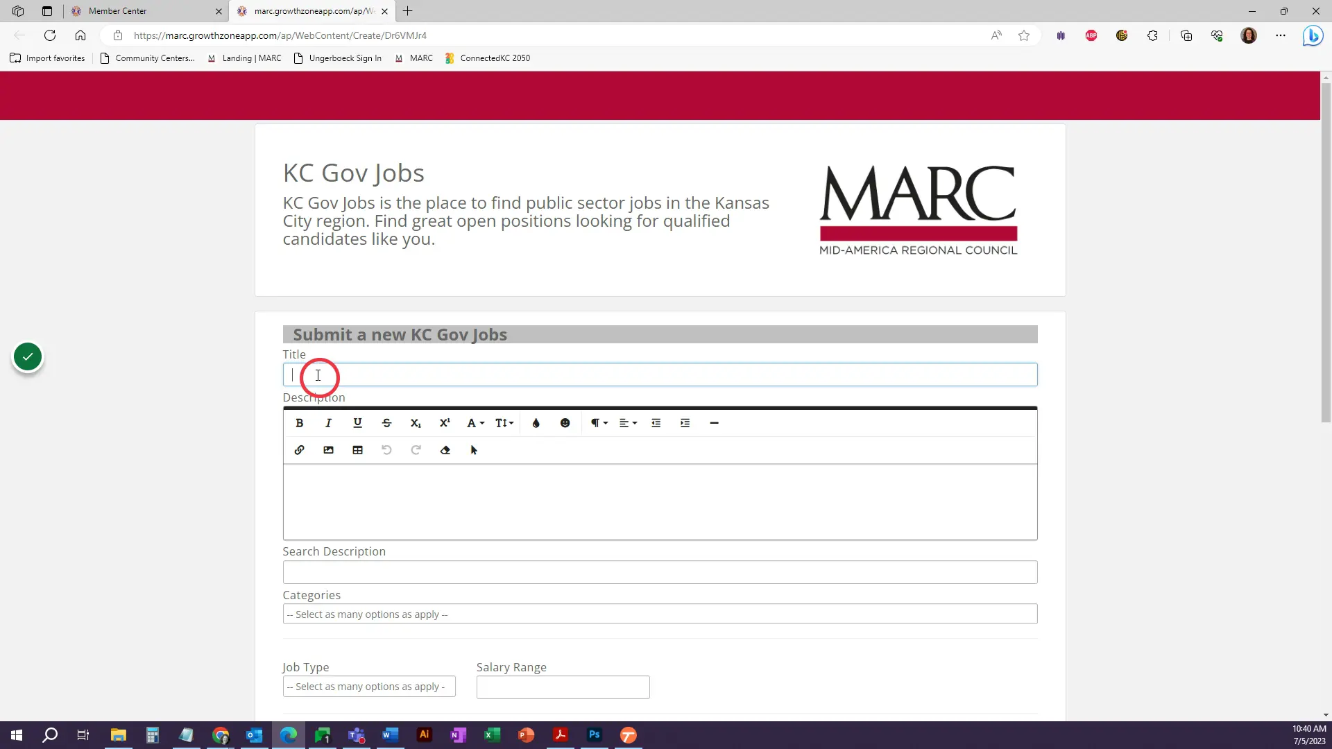 Fill out the Metro KC Gov Jobs submission form.