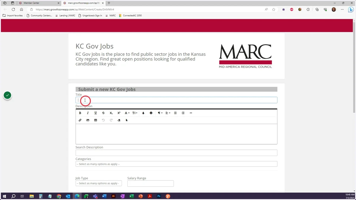 Fill out the Metro KC Gov Jobs submission form.