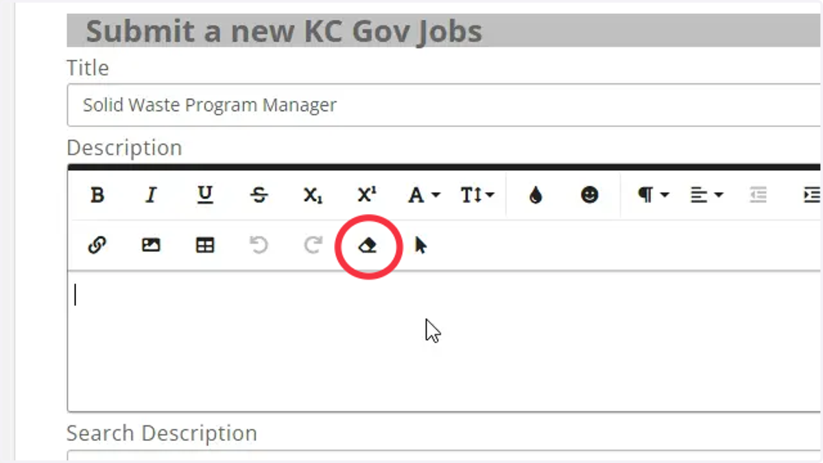 Enter the job description information