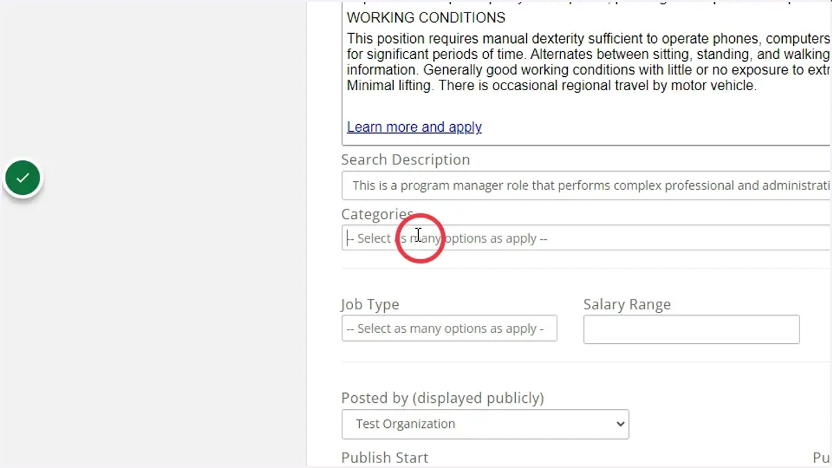 Paste a short summary of the job in the Search Description