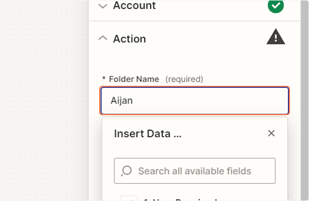 Select Folder Name, required and Type in "Aijan"