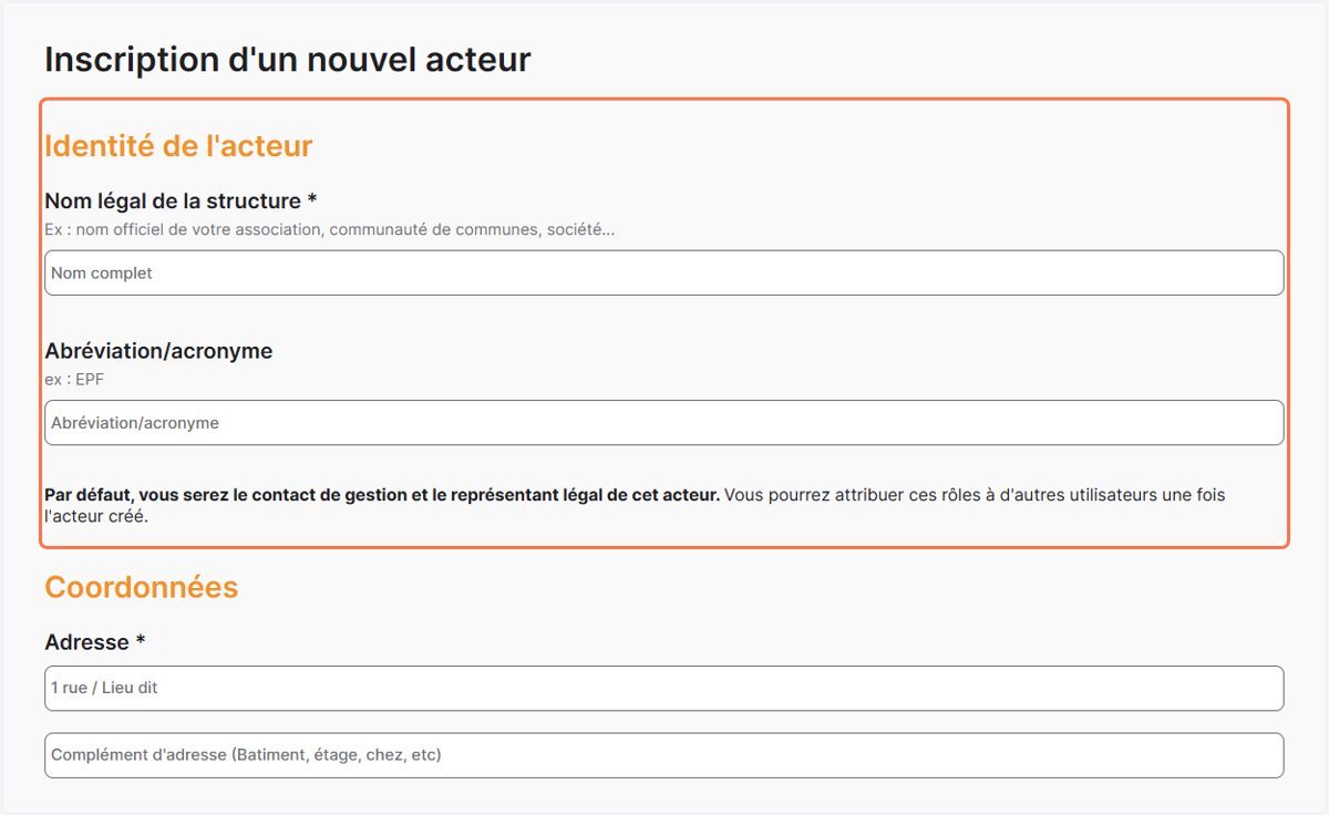 Rentrer les informations