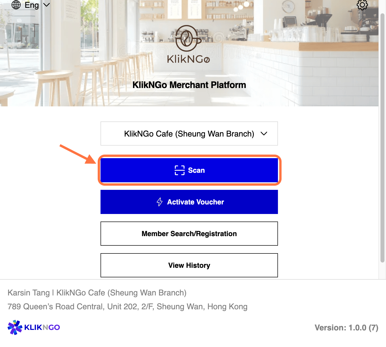After login to your account, Click on Scan