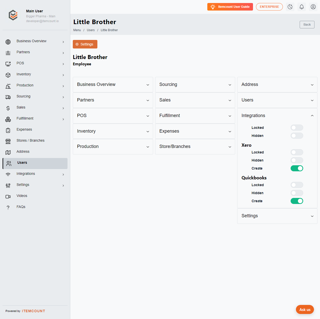 This is the user's default option from the Integrations feature.