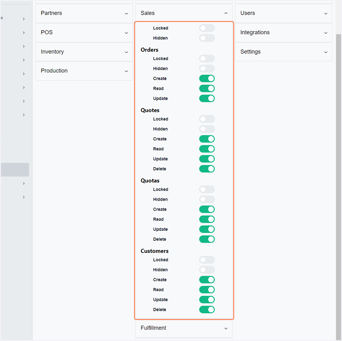This is the user's default option from the Sales feature.