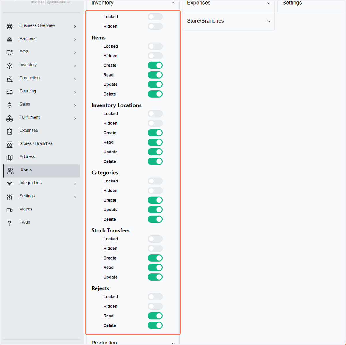This is the user's default option from the Inventory feature.