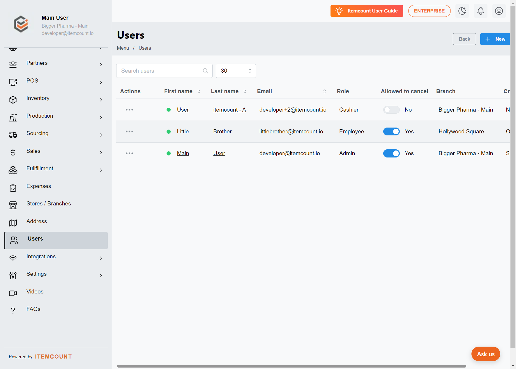 Choose the user to whom you want to limit system access.