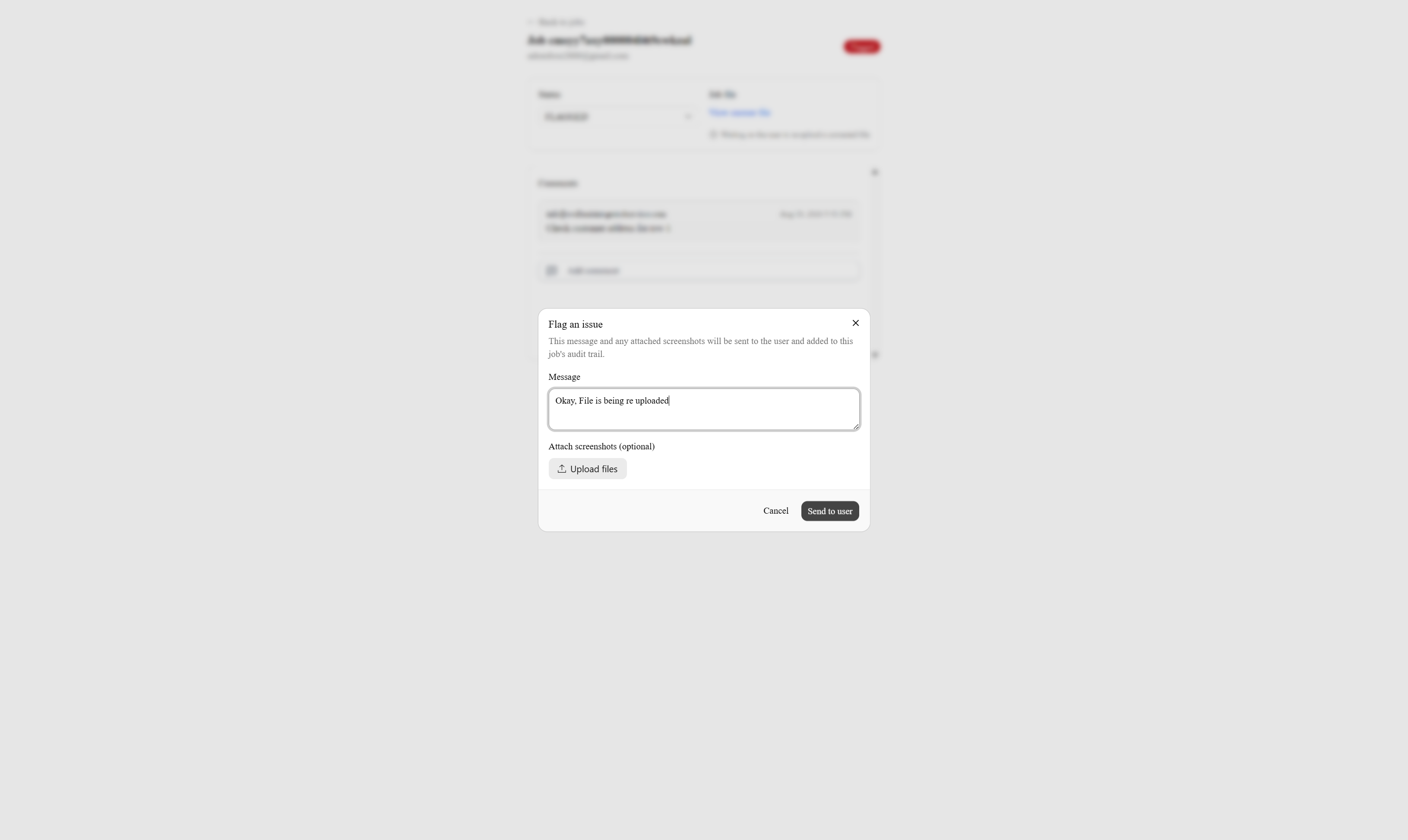 Click on Send to user