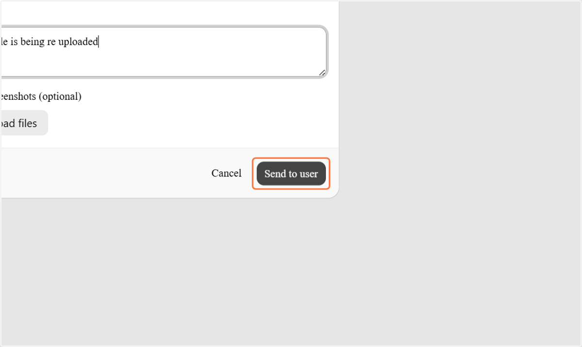 Click on Send to user