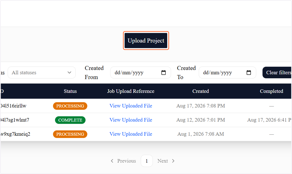Upload Project