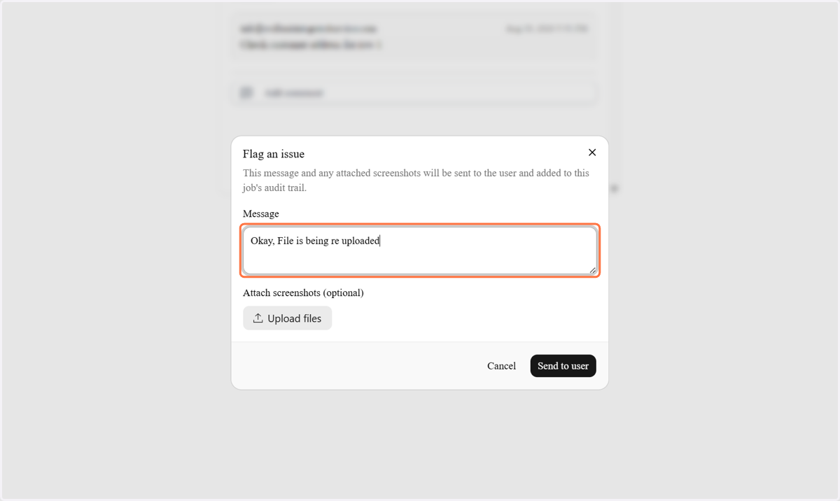 Type "Okay, File is being re uploaded"