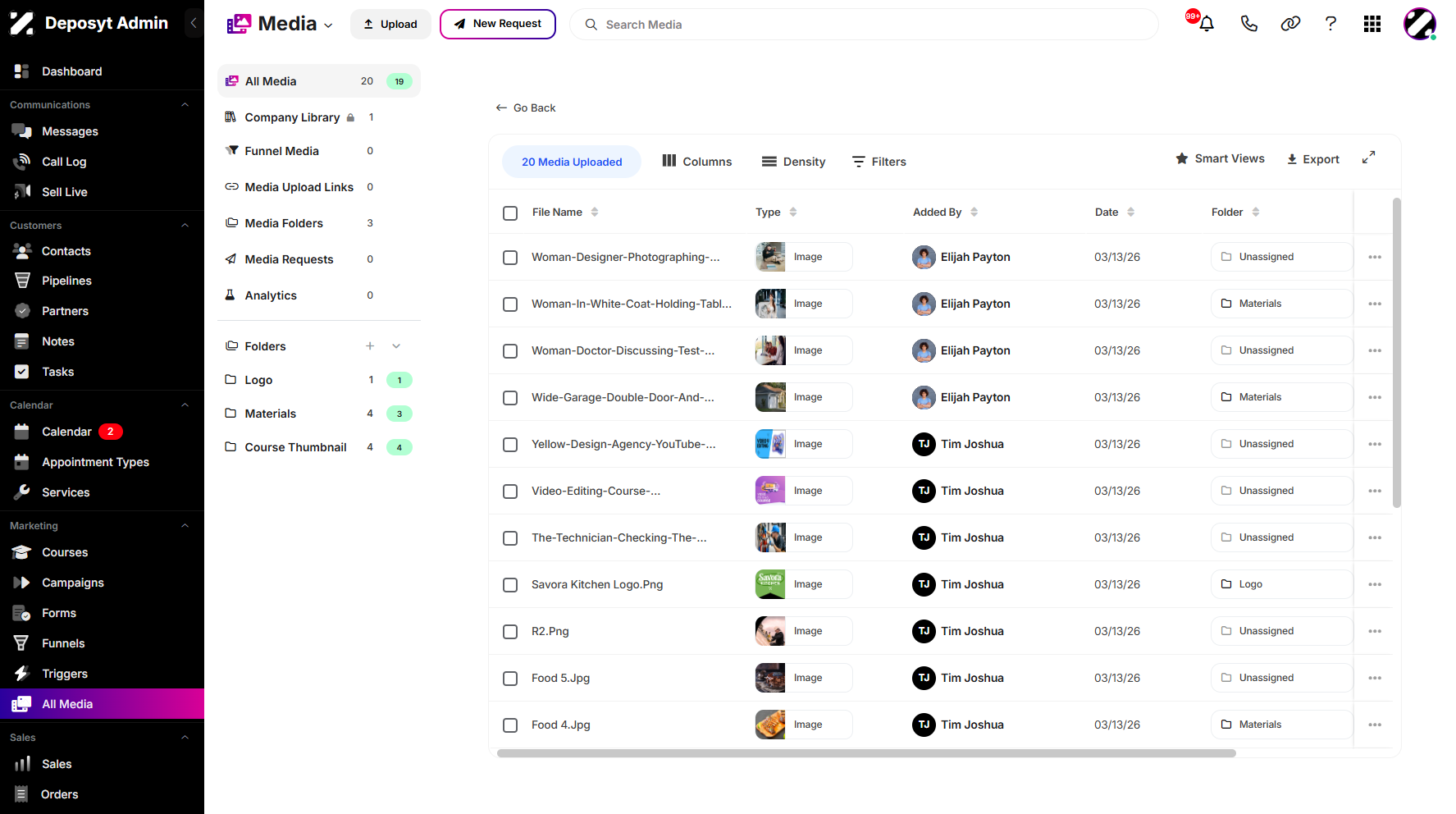 Step 4: You will then be navigated to the All Media List View.