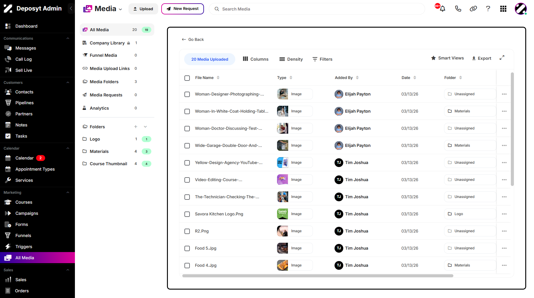 Step 4: You will then be navigated to the All Media List View.