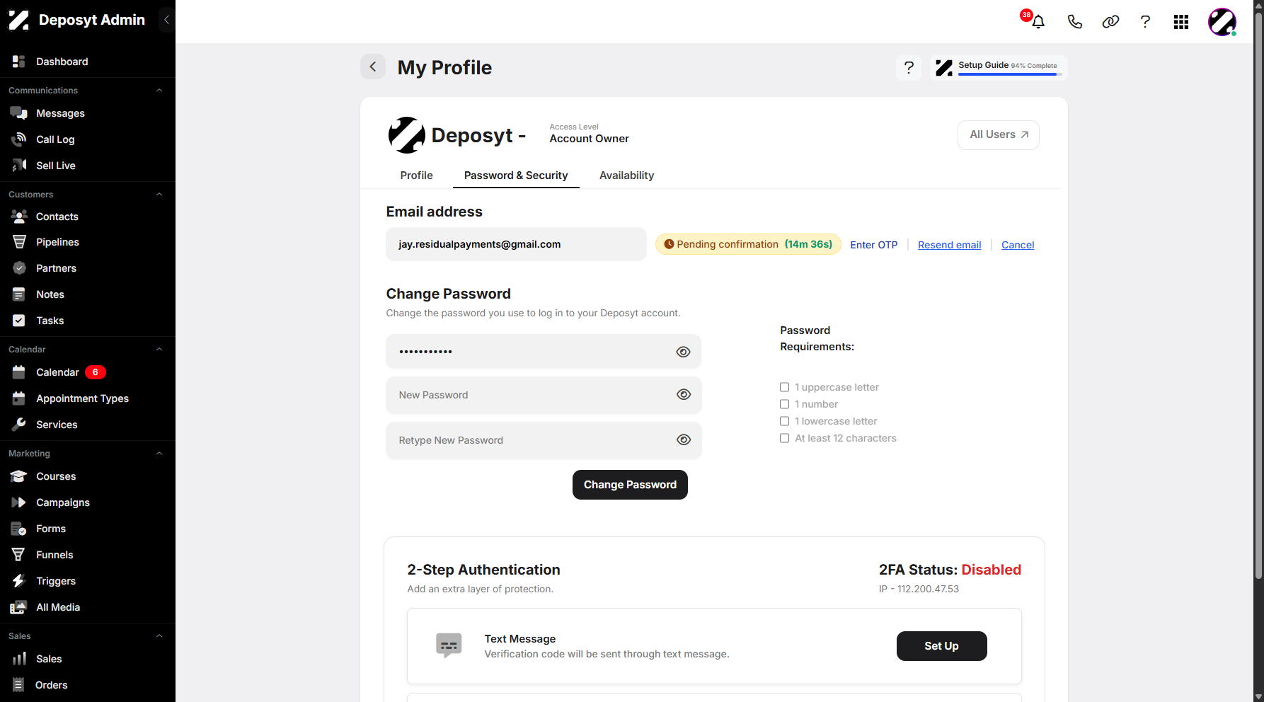 Step 12: Click Enter OTP to continue changing your email address.