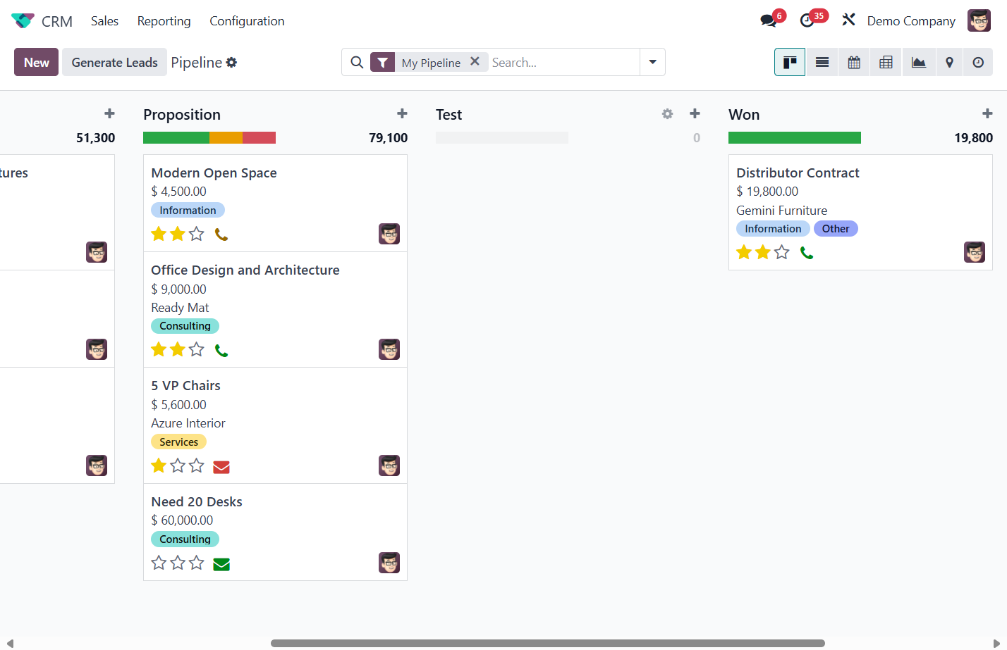 You may drag around your new stage to suits your pipeline