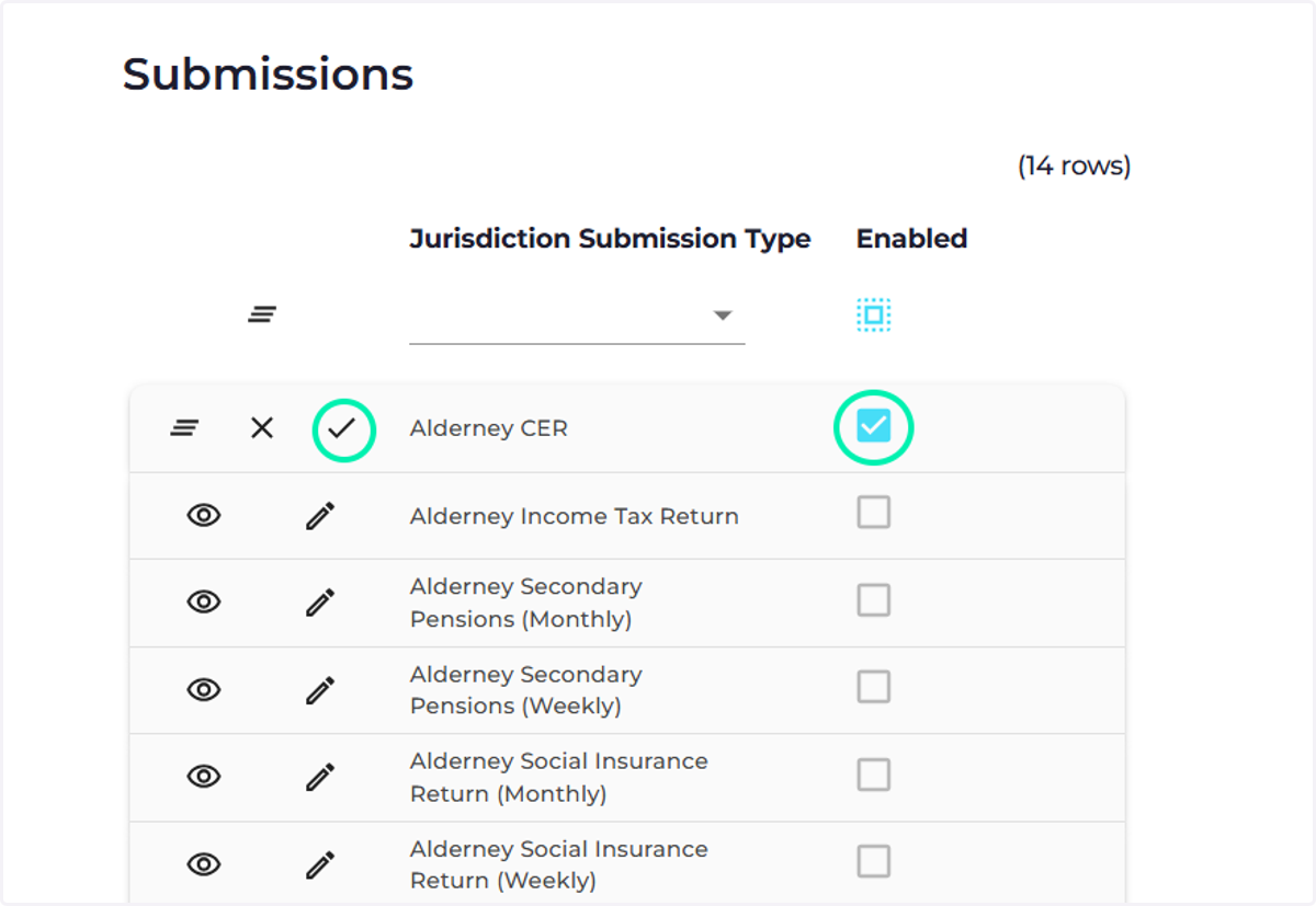 Select the 'Enabled' tick box and then select the tick icon to save your changes