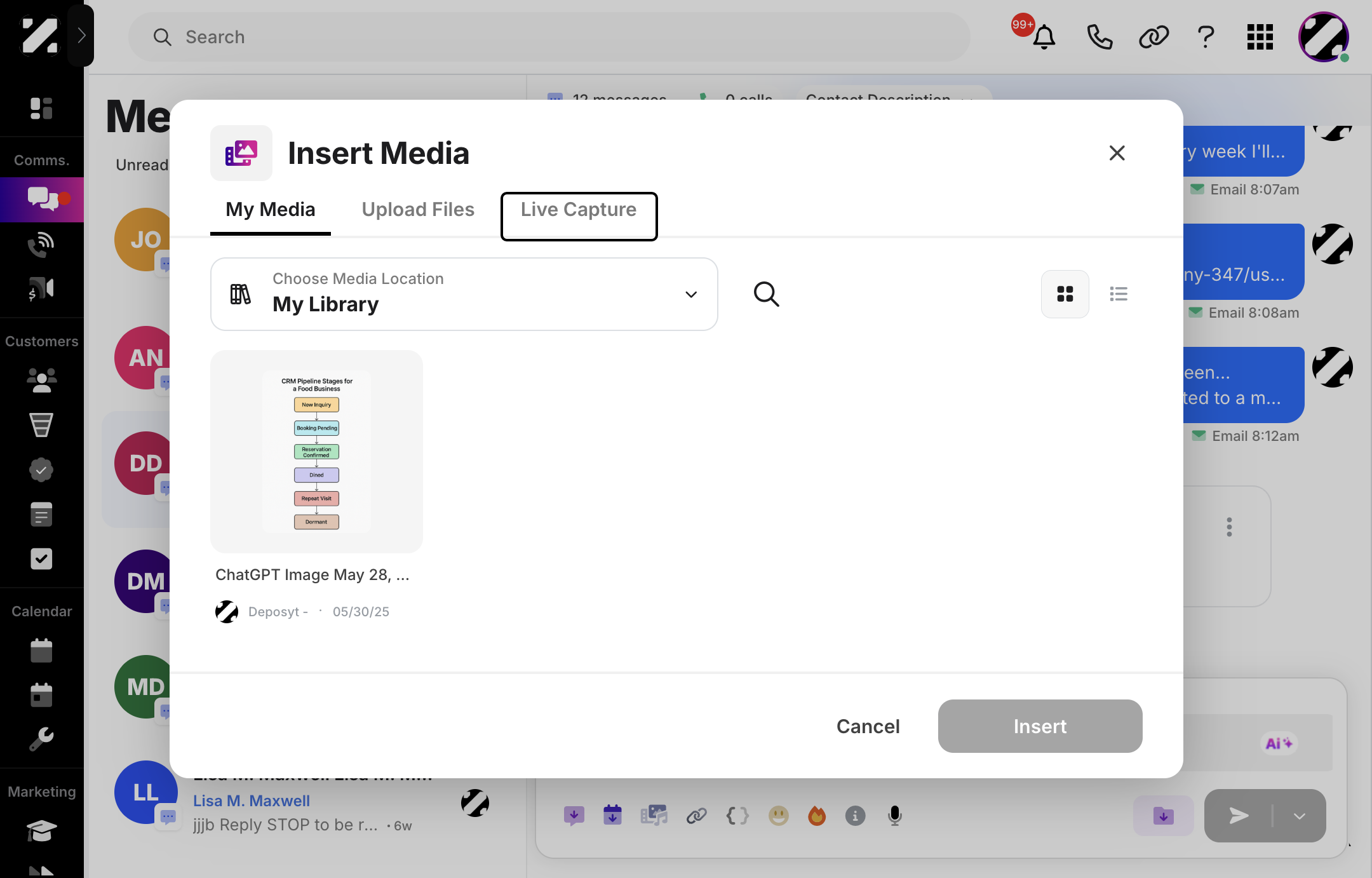 Click on the 'Live Capture' tab,