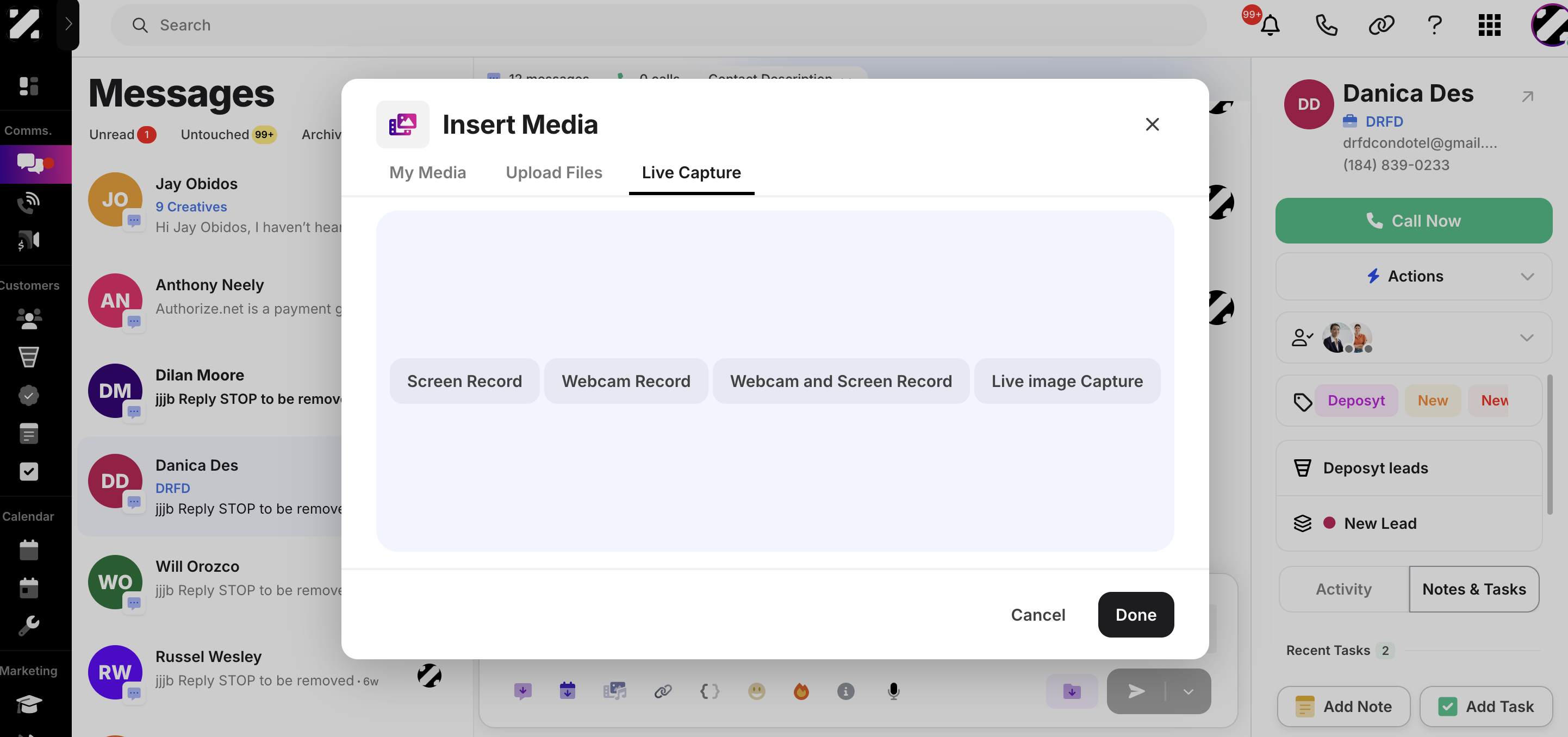 If you click on Webcam and Screen Record,