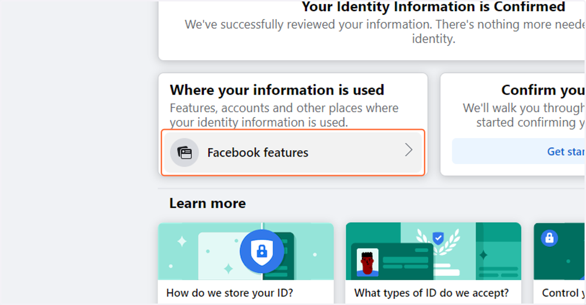Click on Facebook features