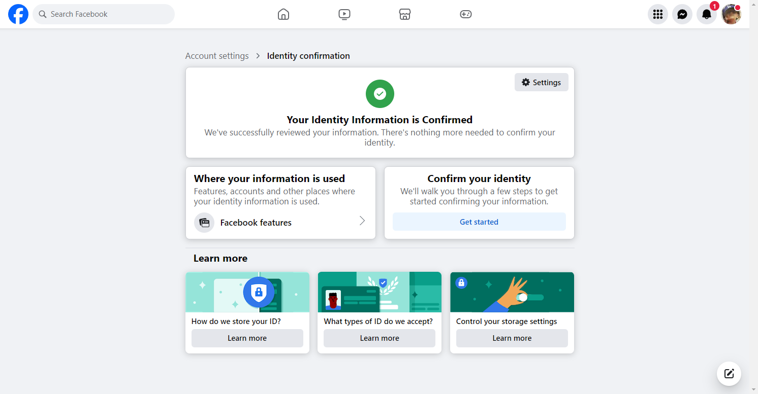 If your Identity shows Confirmed, you have completed step 1
