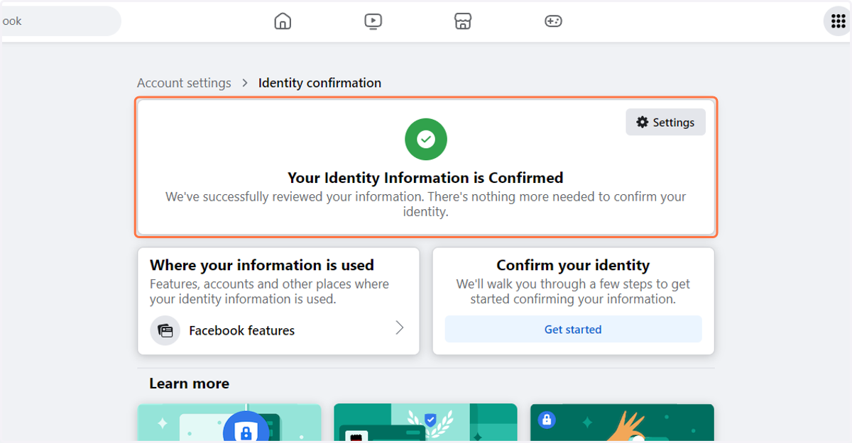 If your Identity shows Confirmed, you have completed step 1