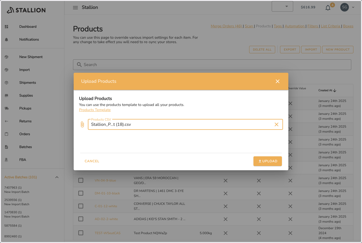 Select your CSV file from the file picker