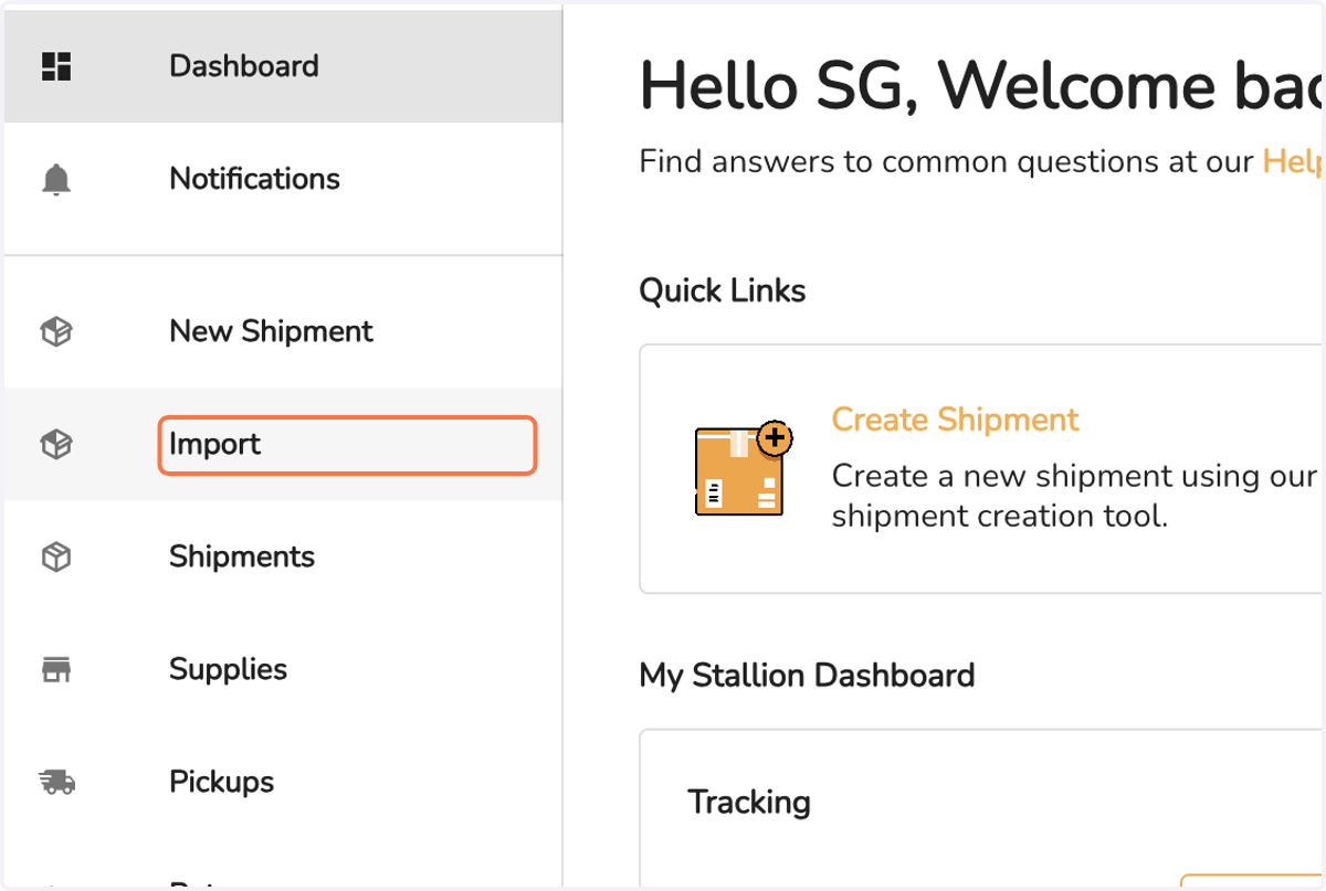 Click on Import