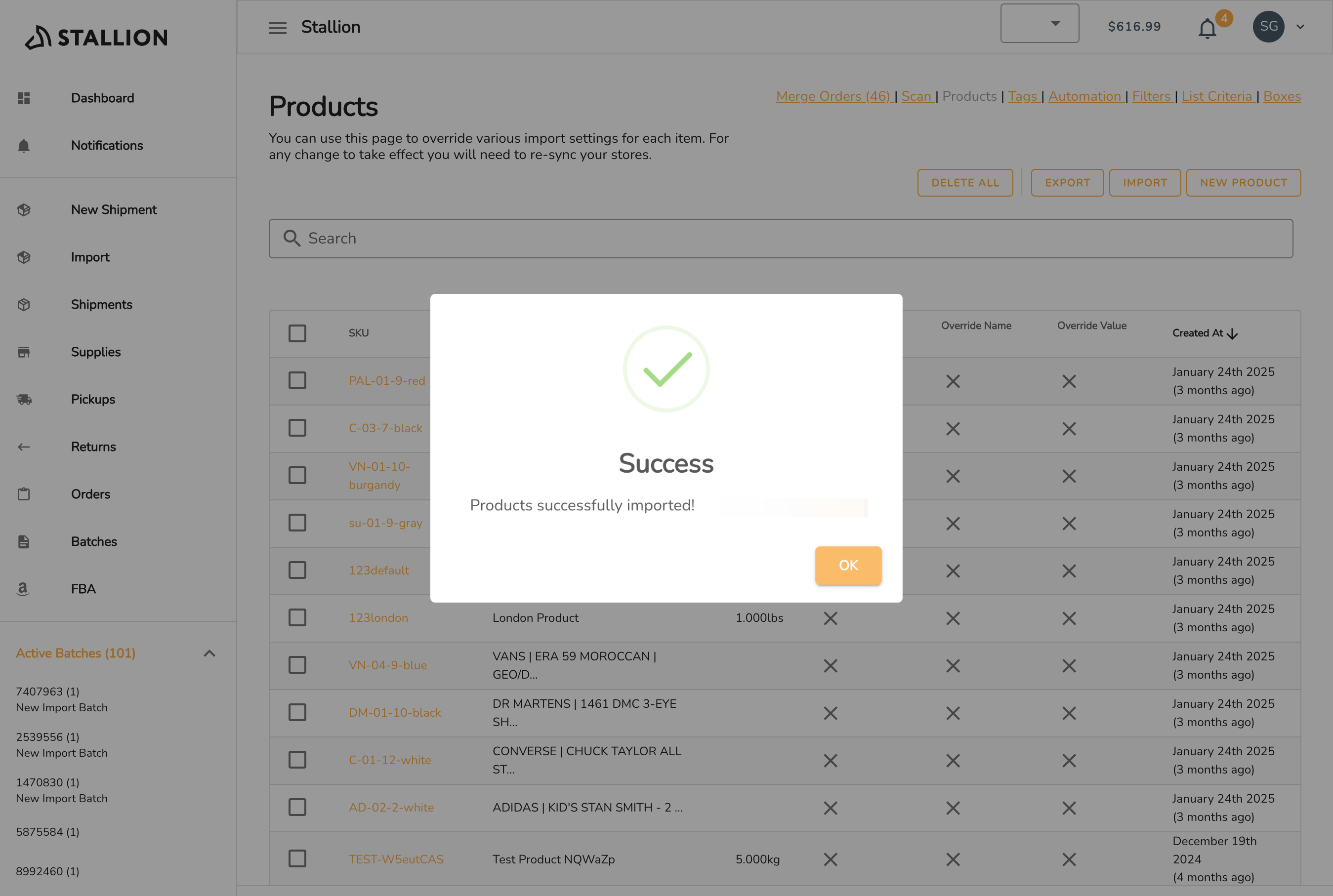 Confirm by clicking OK