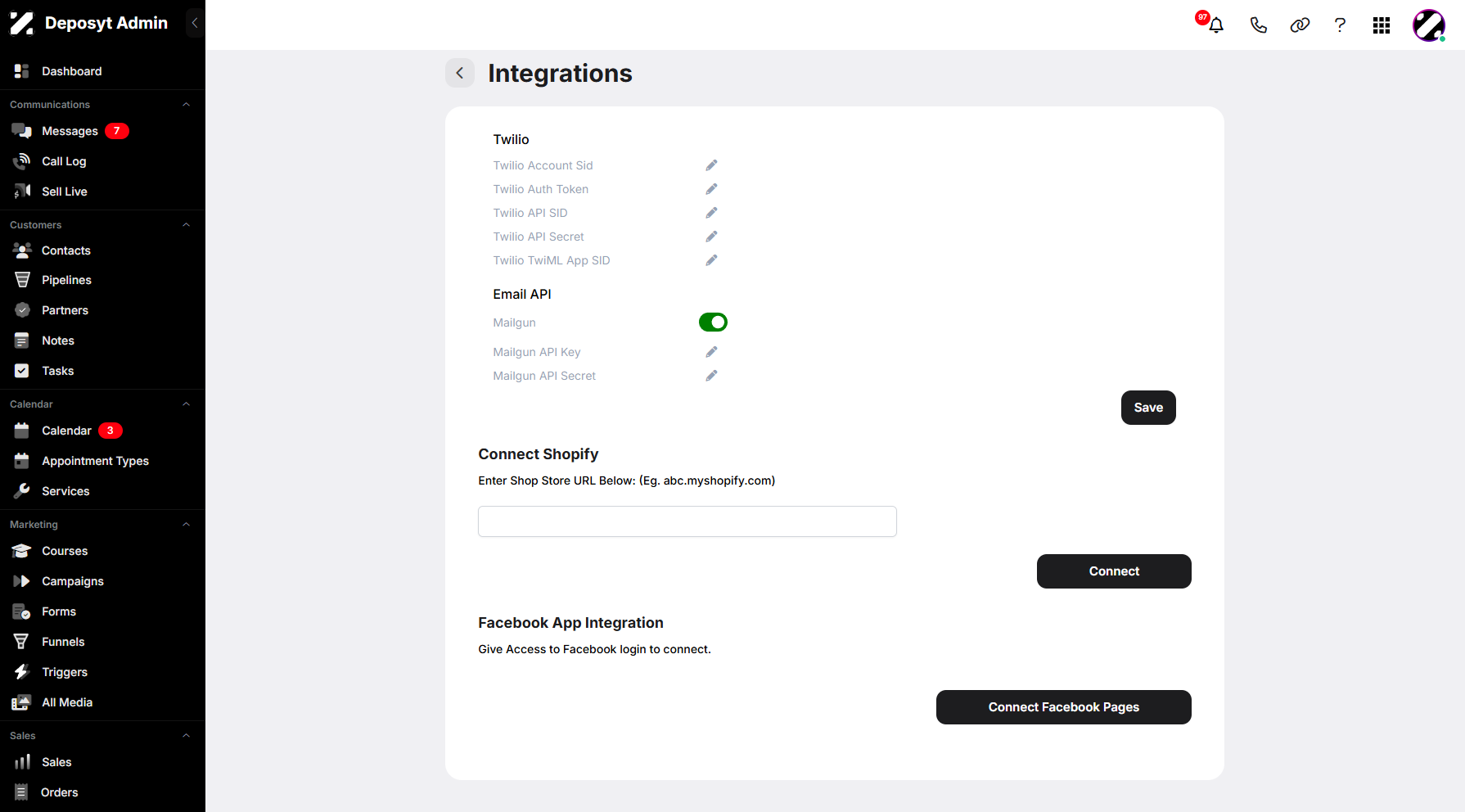 Step 4: You will then be redirected to the Integrations section.
