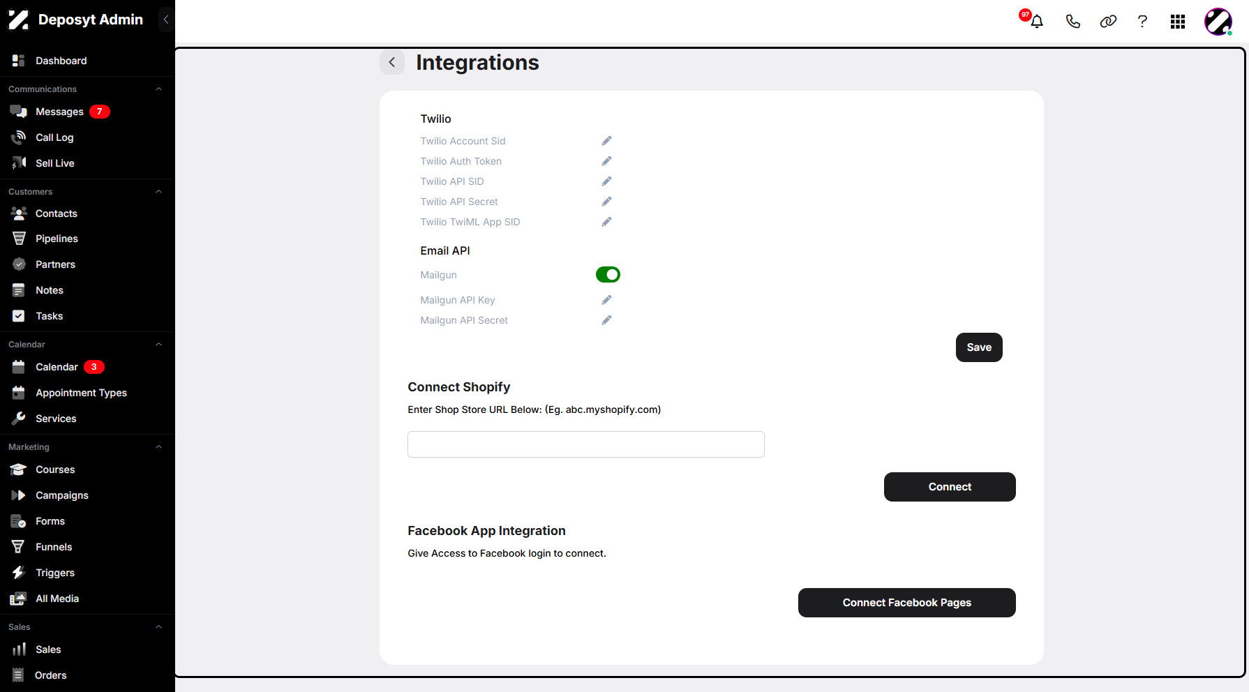 Step 4: You will then be redirected to the Integrations section.