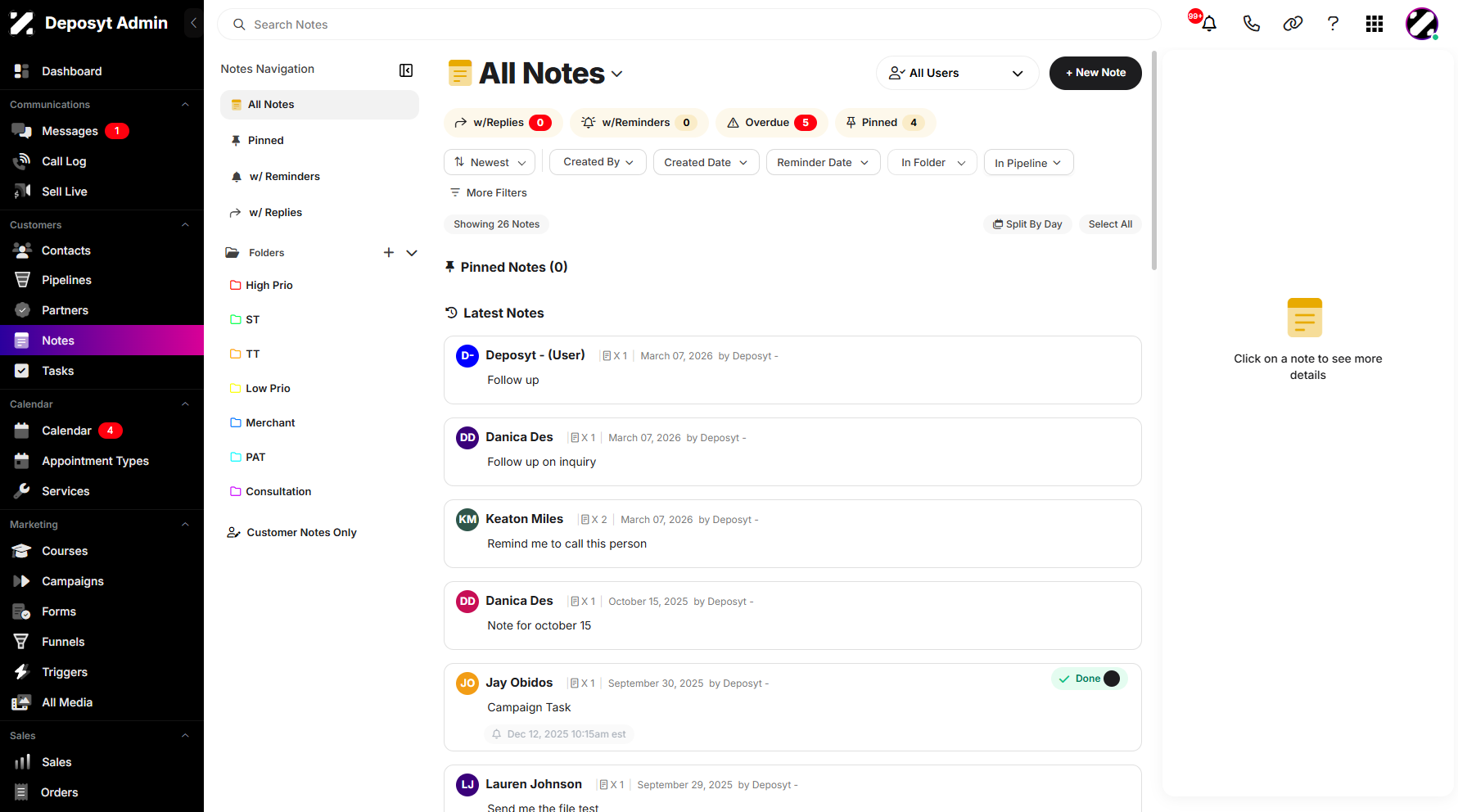 Step 2: You will then be navigated to the Notes section.