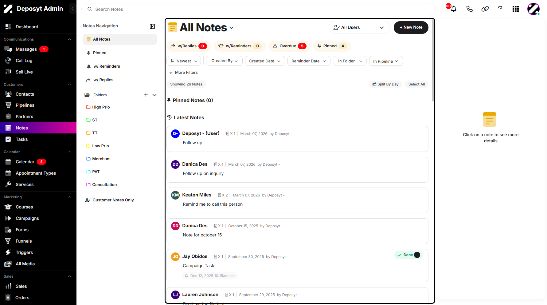 Step 2: You will then be navigated to the Notes section.