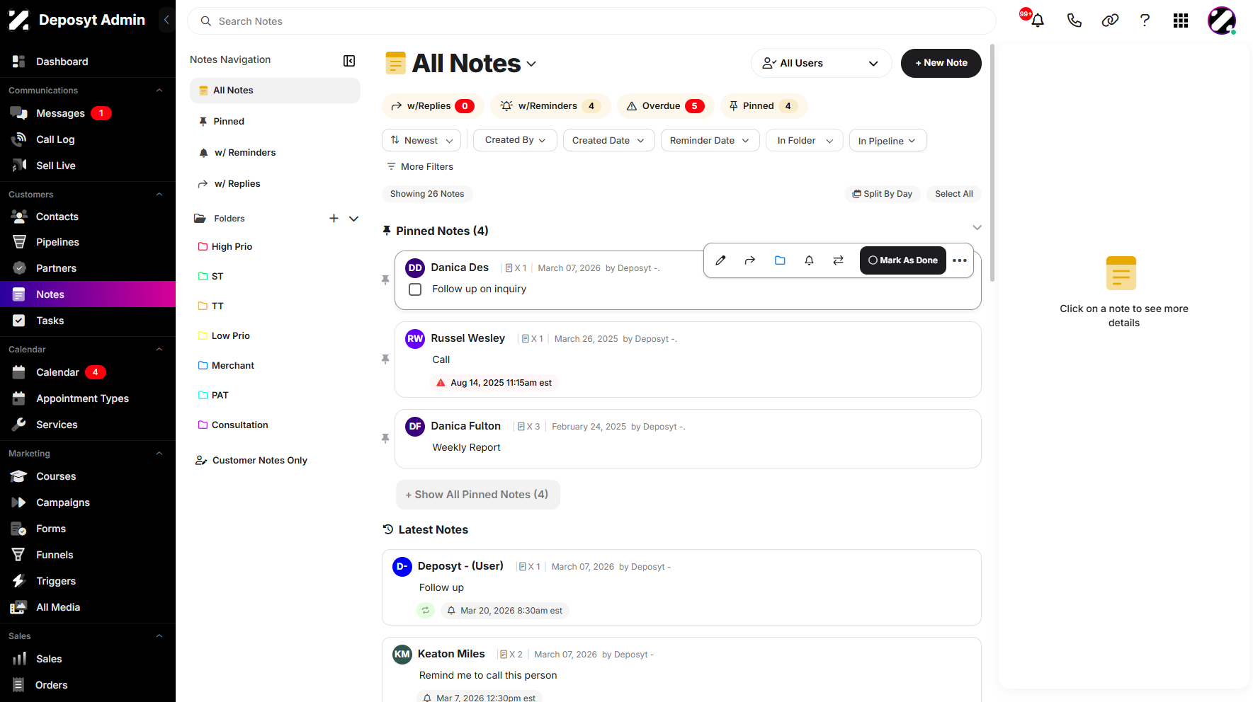 Step 11: When you hover over the note again, you will see that the reminder has been removed.