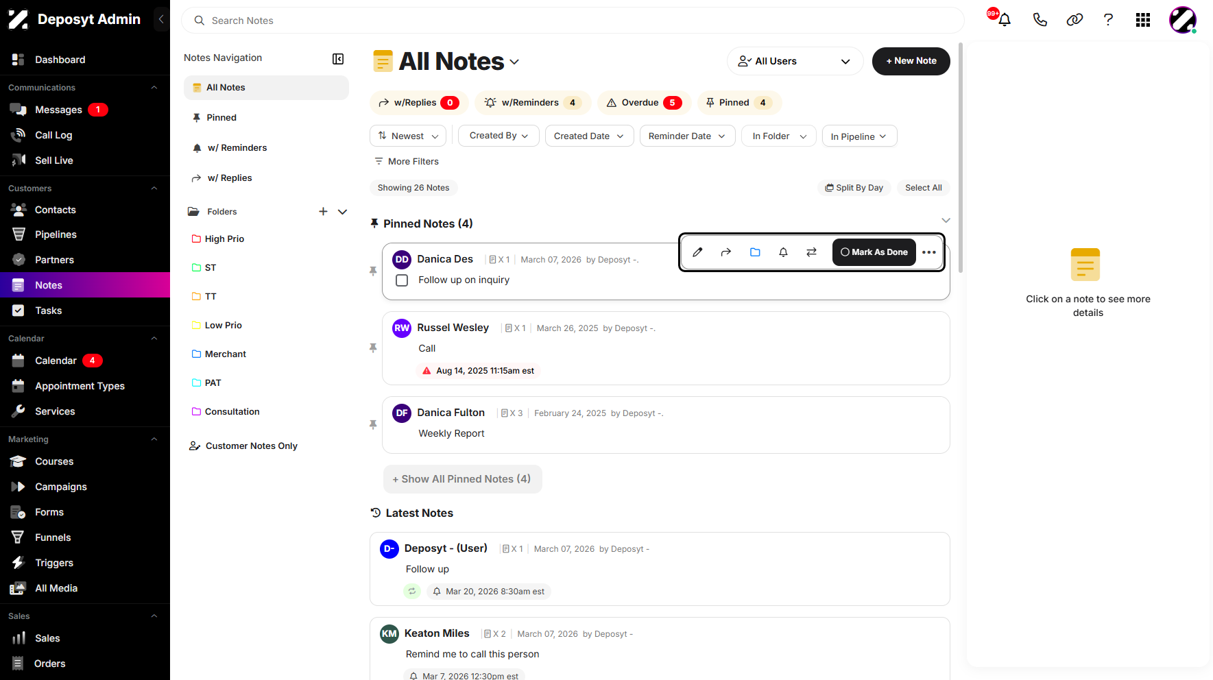 Step 11: When you hover over the note again, you will see that the reminder has been removed.